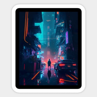 abstract city cyberpunk Sticker